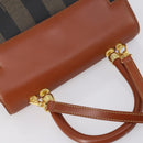 FENDI Pecan Canvas Hand Bag PVC 2way Black Brown Auth ep12011-6