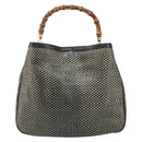 GUCCI Bamboo Shoulder Bag Leather Black Gold Auth ep12014-13