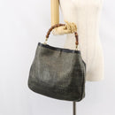 GUCCI Bamboo Shoulder Bag Leather Black Gold Auth ep12014-21