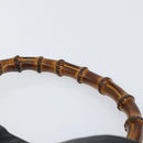 GUCCI Bamboo Shoulder Bag Leather Black Gold Auth ep12014-8