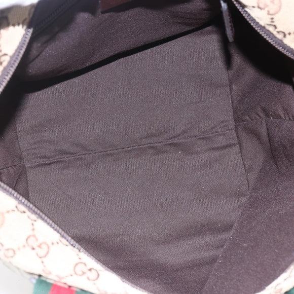 GUCCI GG Canvas Web Sherry Line Hand Bag Beige Red 131228 Auth ep12017