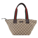 GUCCI GG Canvas Web Sherry Line Hand Bag Beige Red 131228 Auth ep12017-13