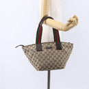 GUCCI GG Canvas Web Sherry Line Hand Bag Beige Red 131228 Auth ep12017-23