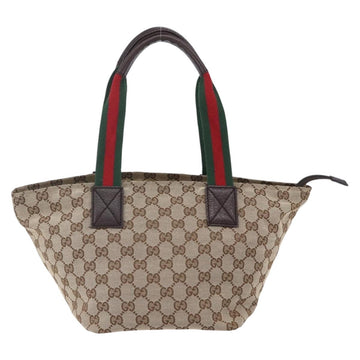 GUCCI GG Canvas Web Sherry Line Hand Bag Beige Red 131228 Auth ep12017 - 0