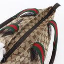 GUCCI GG Canvas Web Sherry Line Hand Bag Beige Red 131228 Auth ep12017-6