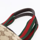 GUCCI GG Canvas Web Sherry Line Hand Bag Beige Red 131228 Auth ep12017-8