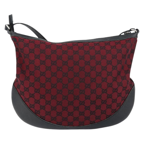 GUCCI GG Canvas Shoulder Bag Outlet Red Silver 272380 Auth ep12018