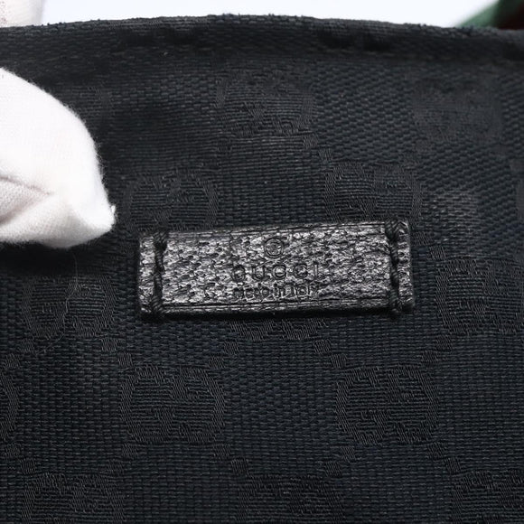 GUCCI GG Canvas Web Sherry Line Hand Bag Black Red 131228 Auth ep12019