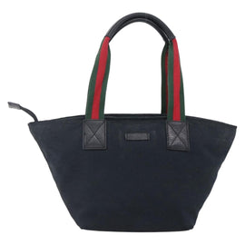 GUCCI GG Canvas Web Sherry Line Hand Bag Black Red 131228 Auth ep12019 - 0