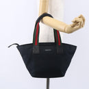 GUCCI GG Canvas Web Sherry Line Hand Bag Black Red 131228 Auth ep12019-23