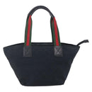GUCCI GG Canvas Web Sherry Line Hand Bag Black Red 131228 Auth ep12019-3