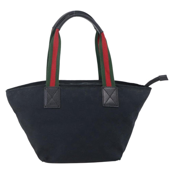 GUCCI GG Canvas Web Sherry Line Hand Bag Black Red 131228 Auth ep12019