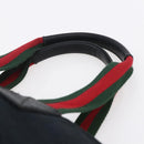 GUCCI GG Canvas Web Sherry Line Hand Bag Black Red 131228 Auth ep12019-8