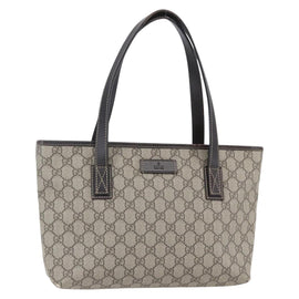 GUCCI GG Supreme Tote Bag PVC Beige Silver 211138 Auth ep12020