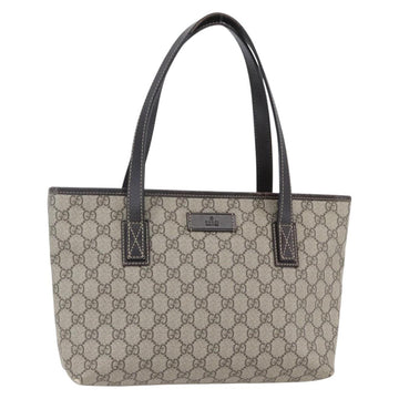 GUCCI GG Supreme Tote Bag PVC Beige Silver 211138 Auth ep12020
