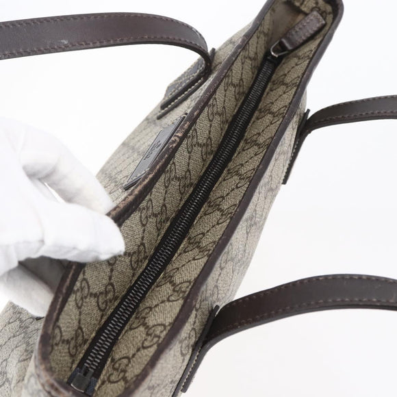 GUCCI GG Supreme Tote Bag PVC Beige Silver 211138 Auth ep12020