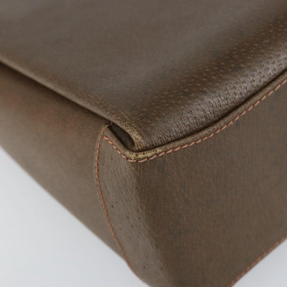 GUCCI Shoulder Bag Leather Brown Gold Auth ep12021