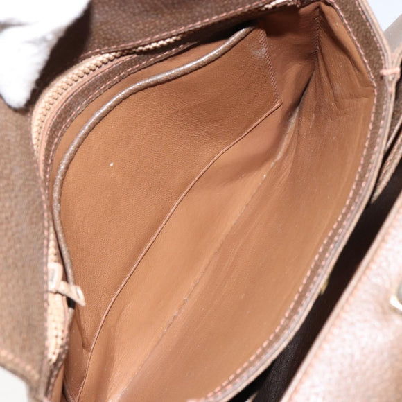 GUCCI Shoulder Bag Leather Brown Gold Auth ep12021