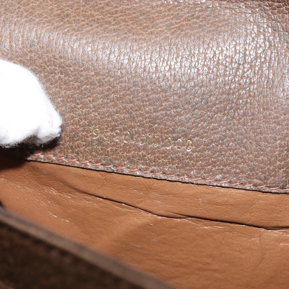 GUCCI Shoulder Bag Leather Brown Gold Auth ep12021