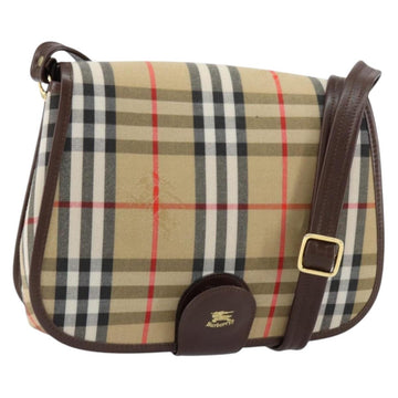 Burberrys Nova Check Shoulder Bag Canvas Beige Gold Auth ep12026