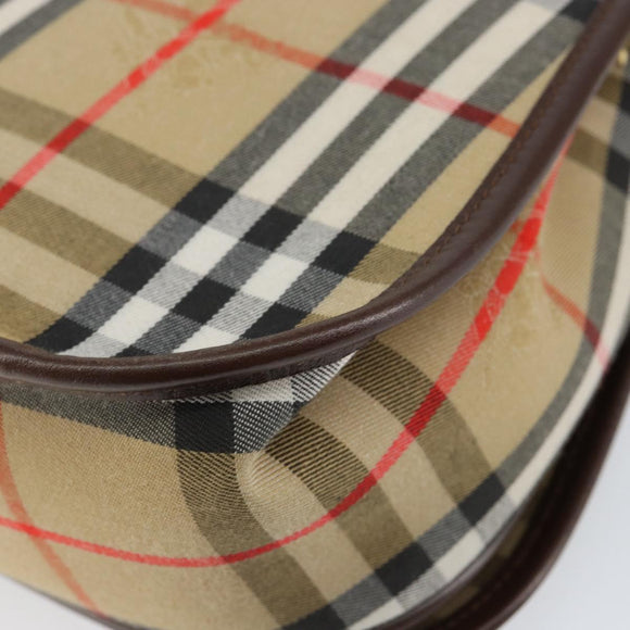 Burberrys Nova Check Shoulder Bag Canvas Beige Gold Auth ep12026