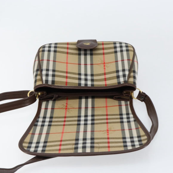 Burberrys Nova Check Shoulder Bag Canvas Beige Gold Auth ep12026