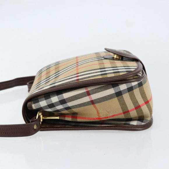 Burberrys Nova Check Shoulder Bag Canvas Beige Gold Auth ep12026