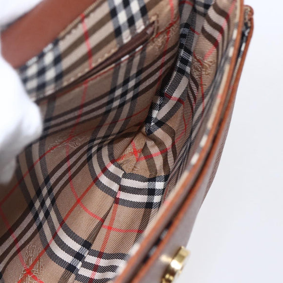 Burberrys Shoulder Bag Leather Brown Gold Auth ep12028