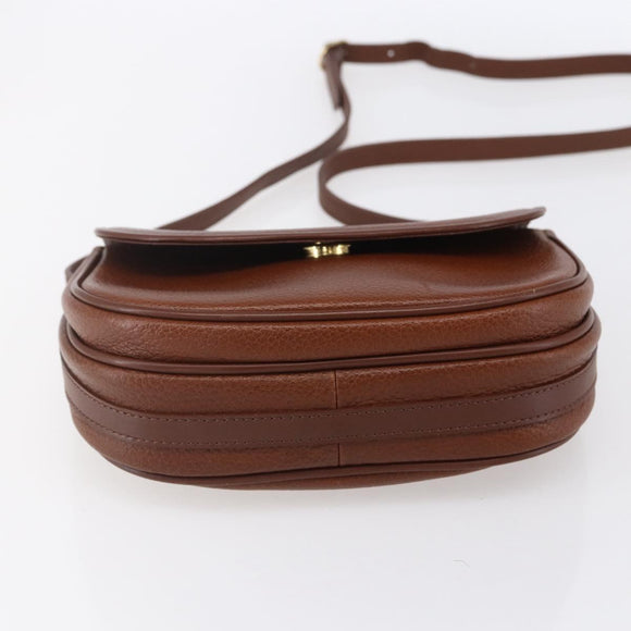 Burberrys Shoulder Bag Leather Brown Gold Auth ep12028
