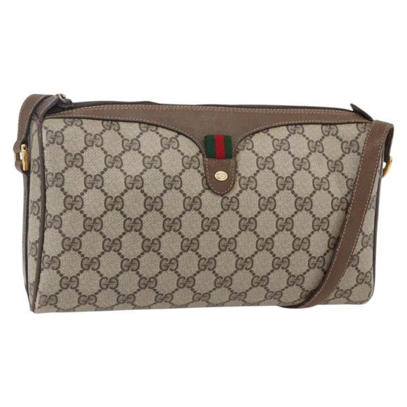 GUCCI GG Supreme Web Sherry Line Bag PVC Beige Gold 89 02 017 Auth ep12029