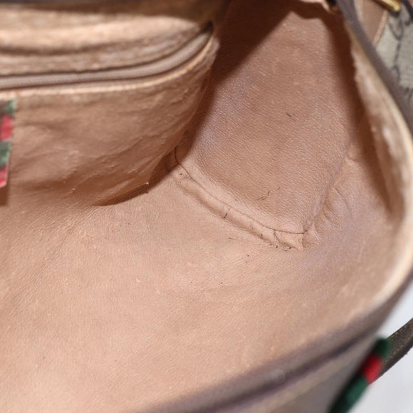 GUCCI GG Supreme Web Sherry Line Bag PVC Beige Gold 89 02 017 Auth ep12029