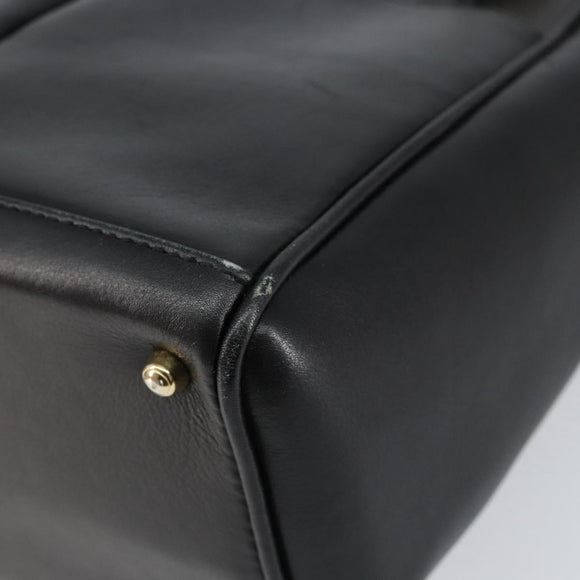 GUCCI Bamboo Hand Bag Leather Black Gold 000 122 0316 Auth ep12030