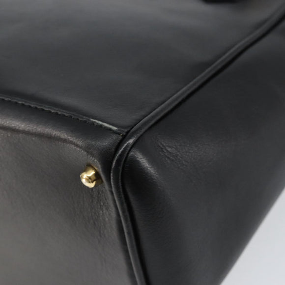 GUCCI Bamboo Hand Bag Leather Black Gold 000 122 0316 Auth ep12030