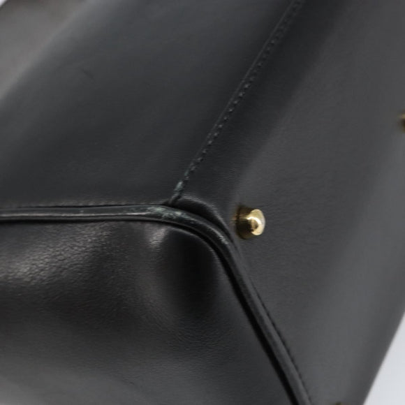 GUCCI Bamboo Hand Bag Leather Black Gold 000 122 0316 Auth ep12030