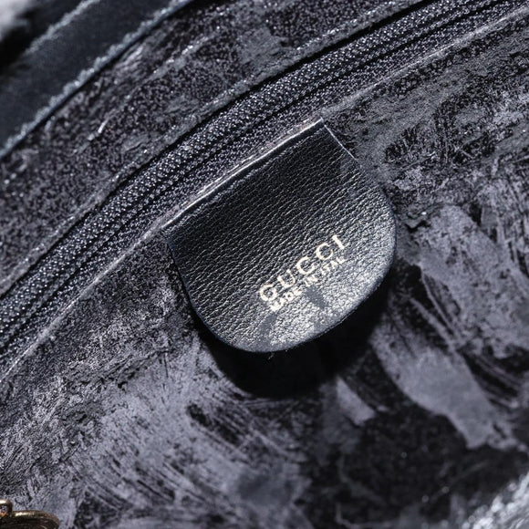 GUCCI Bamboo Hand Bag Leather Black Gold 000 122 0316 Auth ep12030