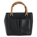 GUCCI Bamboo Hand Bag Leather Black Gold 000 122 0316 Auth ep12030-2