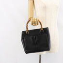 GUCCI Bamboo Hand Bag Leather Black Gold 000 122 0316 Auth ep12030-21