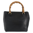 GUCCI Bamboo Hand Bag Leather Black Gold 000 122 0316 Auth ep12030-3