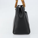 GUCCI Bamboo Hand Bag Leather Black Gold 000 122 0316 Auth ep12030-4
