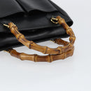 GUCCI Bamboo Hand Bag Leather Black Gold 000 122 0316 Auth ep12030-7
