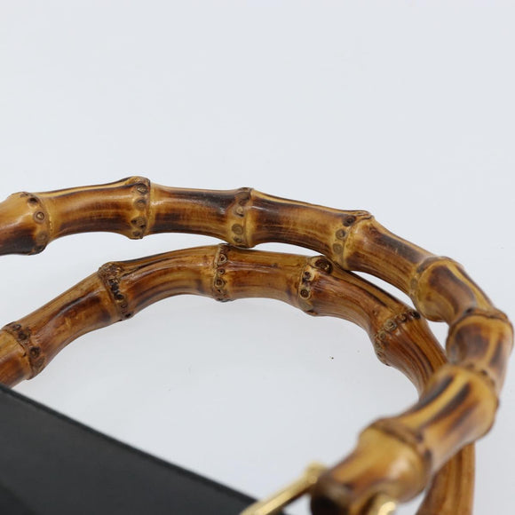 GUCCI Bamboo Hand Bag Leather Black Gold 000 122 0316 Auth ep12030