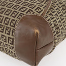 FENDI Zucchino Canvas Tote Bag Beige Gold Auth ep12032-10