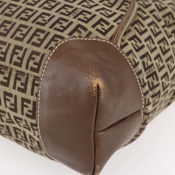 FENDI Zucchino Canvas Tote Bag Beige Gold Auth ep12032