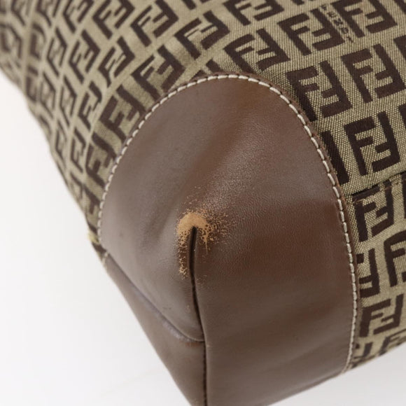 FENDI Zucchino Canvas Tote Bag Beige Gold Auth ep12032