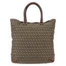 FENDI Zucchino Canvas Tote Bag Beige Gold Auth ep12032-3