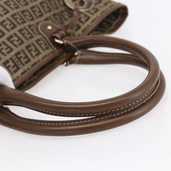 FENDI Zucchino Canvas Tote Bag Beige Gold Auth ep12032
