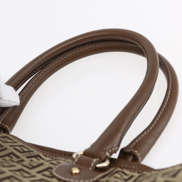 FENDI Zucchino Canvas Tote Bag Beige Gold Auth ep12032