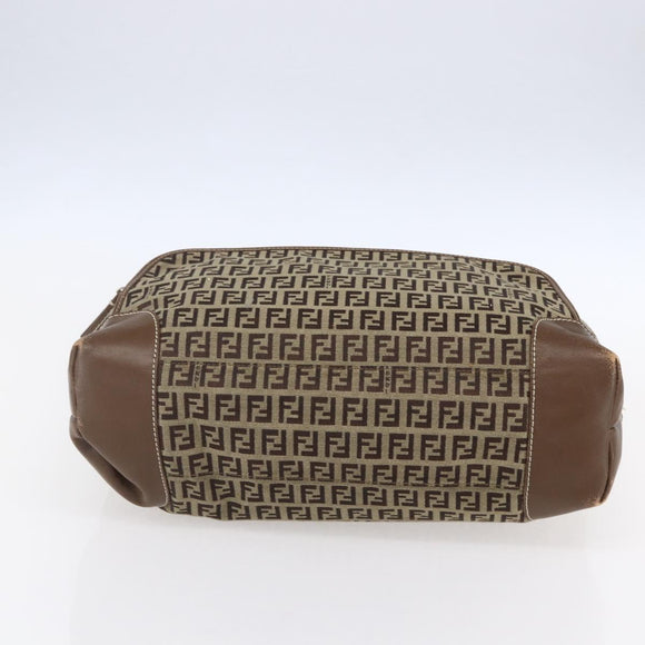 FENDI Zucchino Canvas Tote Bag Beige Gold Auth ep12032