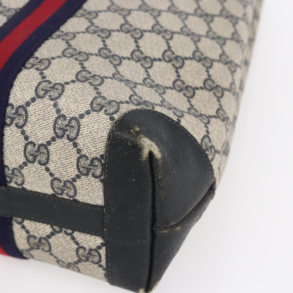 GUCCI GG Supreme Sherry Line Tote Bag PVC Navy Red Auth ep12033