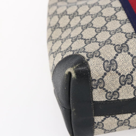 GUCCI GG Supreme Sherry Line Tote Bag PVC Navy Red Auth ep12033